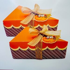 Baking Treat Boxes for Pumpkin Cakes Halloween Thanksgiving 2 pc 6.3” x 4.25”